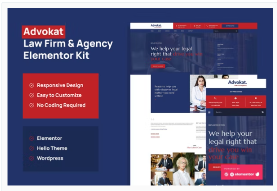 Advokat - Law Firm & Agency Elementor Template Kit