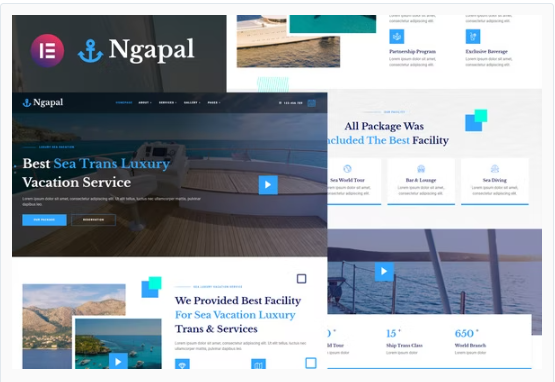 Ngapal - Sea Luxury Yatch Vacation Services Elementor Template Kit