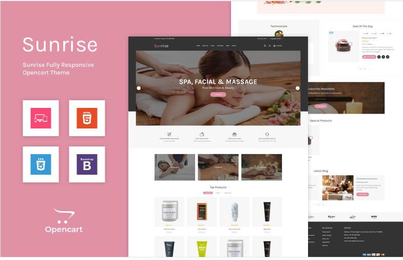 Sunrise - Spa | Facial | Massage OpenCart Template