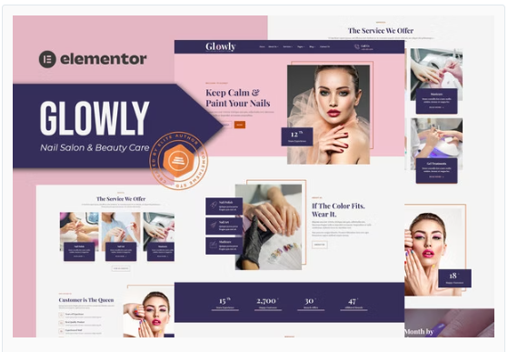 Glowly - Nail Salon & Beauty Care Elementor Template Kit