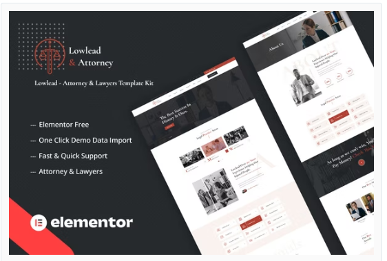 Lowlead - Attorney & Lawyers Elementor Template Kit