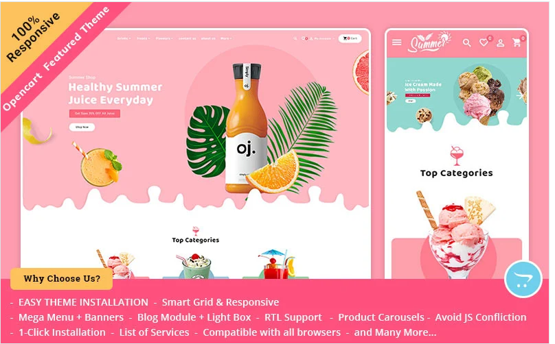 Summer Juices & Shakes - OpenCart Responsive Theme