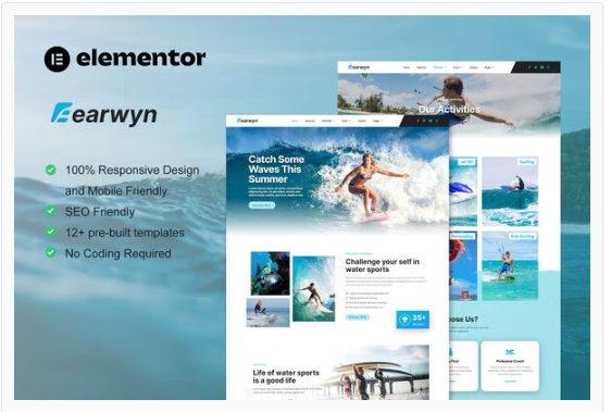 Earwyn - Water Sports & Surfing Elementor Pro Template Kit