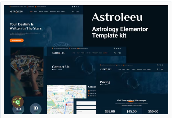 Product Image - Astroleeu – Astrology & Numerology Elementor Template Kit