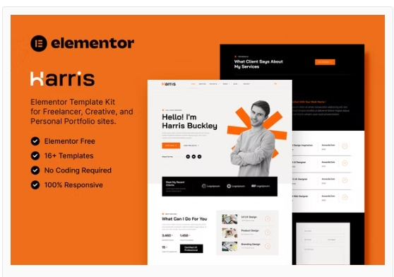 Product Image - Harris – Creative & Personal Portfolio Elementor Template Kit
