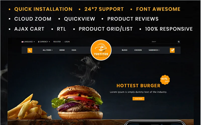Tostitos Food Store OpenCart Template
