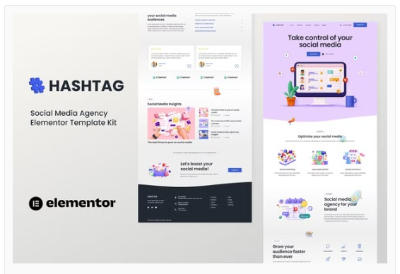 Hashtag - Social Media Agency Elementor Template Kit