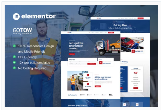 Product Image - Gotow – Towing Services Elementor Template Kit