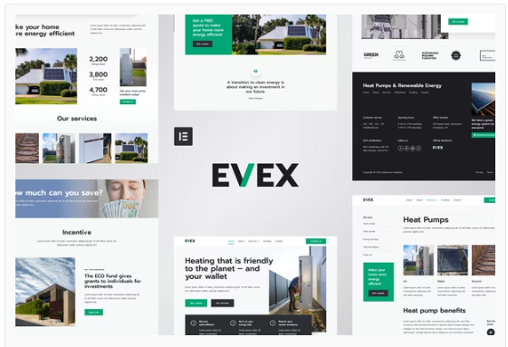 Evex - Heat Pumps & Renewable Energy Elementor Template Kit