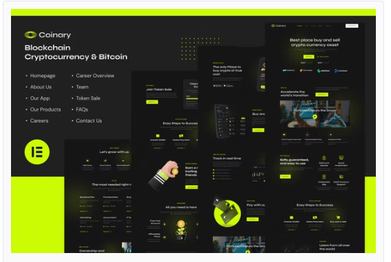Coinary - Blockchain Cryptocurrency & Bitcoin Elementor Template Kit