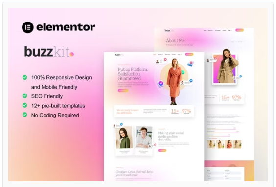 Buzzkit - Influencer & Creative Agency Elementor Template Kit
