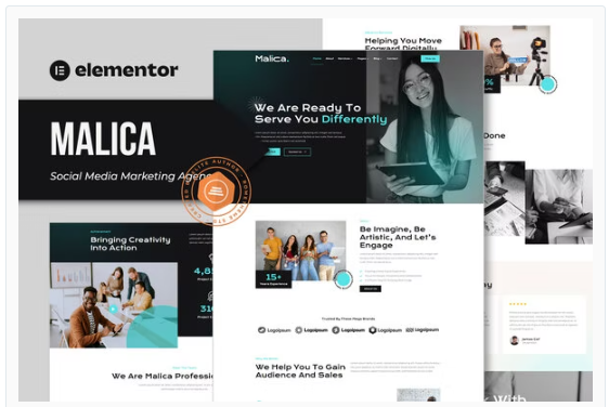 Malica - Social Media Marketing Agency Elementor Template Kit