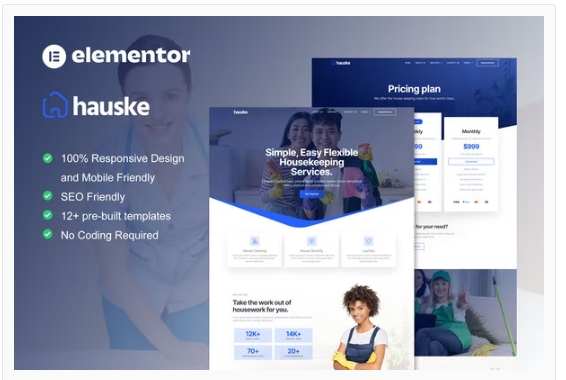 Product Image - Hauske – Houskeeping & Cleaning Services Elementor Template Kit