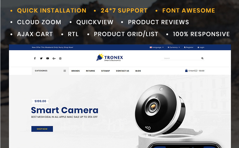 Tronex Electronics Store OpenCart Template