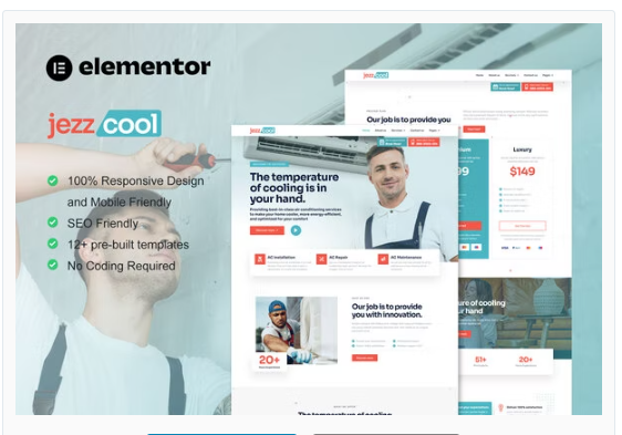 Product Image - JezzCool – AC Repair Services Elementor Pro Template Kit