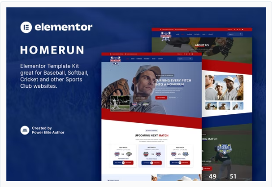 Homerun – Baseball Team & Sports Club Elementor Template Kit