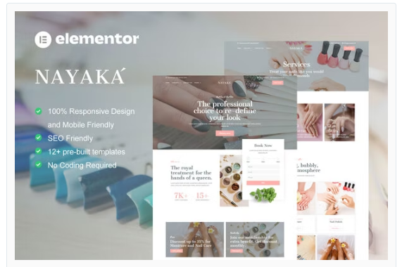 Product Image - Nayaka – Nail Salon & Beauty Care Elementor Template Kit