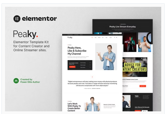Peaky – Content Creator & Online Streamer Elementor Template Kit
