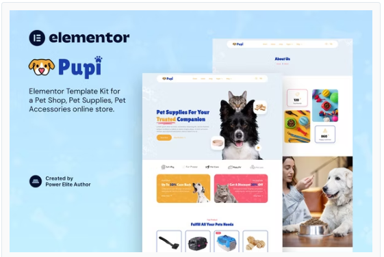 Pupi – Pet Shop & Pet Supplies Elementor Template Kit
