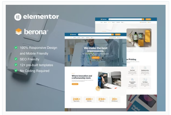 Berona - Printing & Design Service Elementor Template Kit