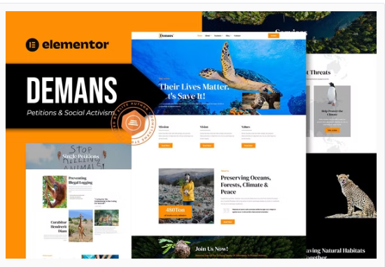 Demans - Petitions & Social Activism Elementor Pro Template Kit