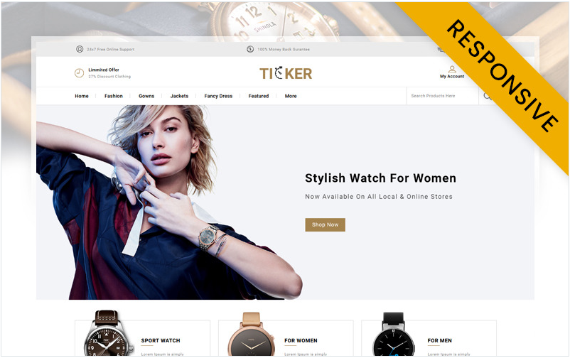 Ticker - Watch Store OpenCart Template