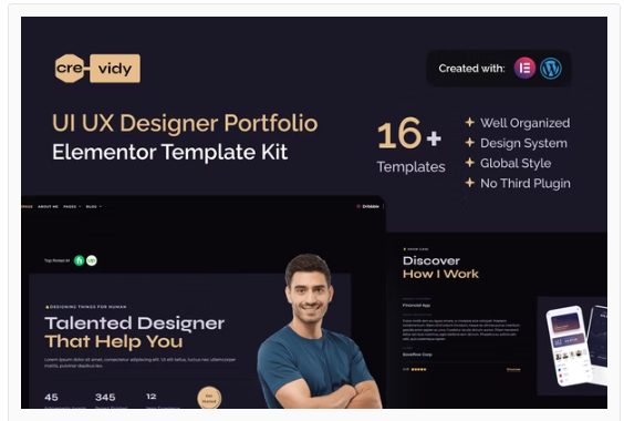 Product Image - Crevidy – UI UX Designer Portfolio Elementor Template Kit
