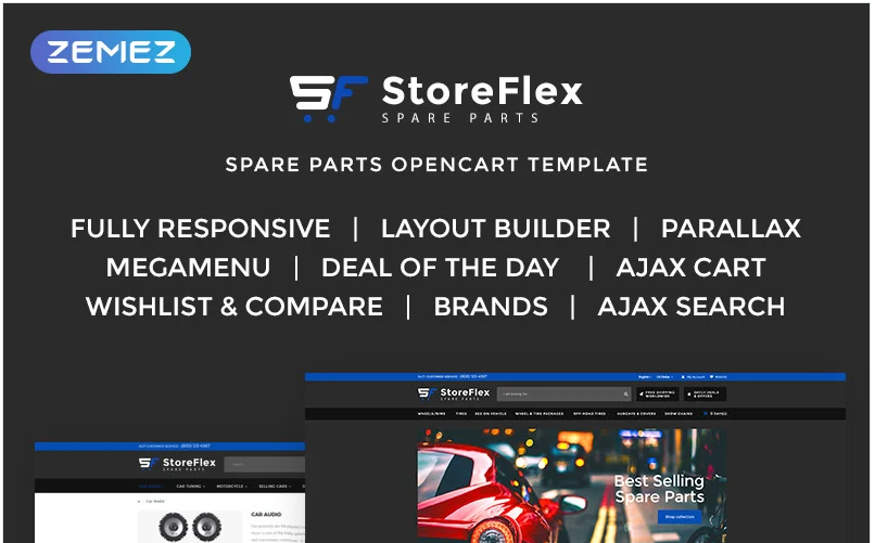 StoreFlex - Fancy Car Parts Online Shop OpenCart Template