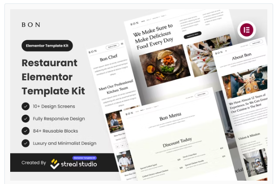 Bon - Restaurant Elementor Template Kit