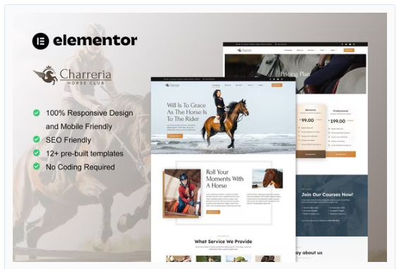 Charreria - Horse Riding Club Elementor Template Kit