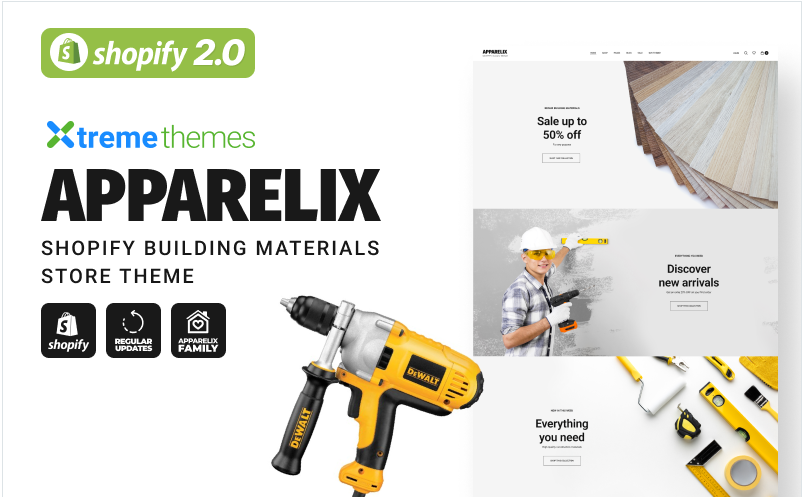 Apparelix Construction, Shopify Building Materials Store Theme