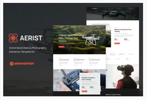 Aerist - Drone Aerial Video & Photography Elementor Template Kit