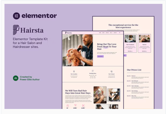 Hairsta – Hair Salon & Hairdresser Elementor Template Kit