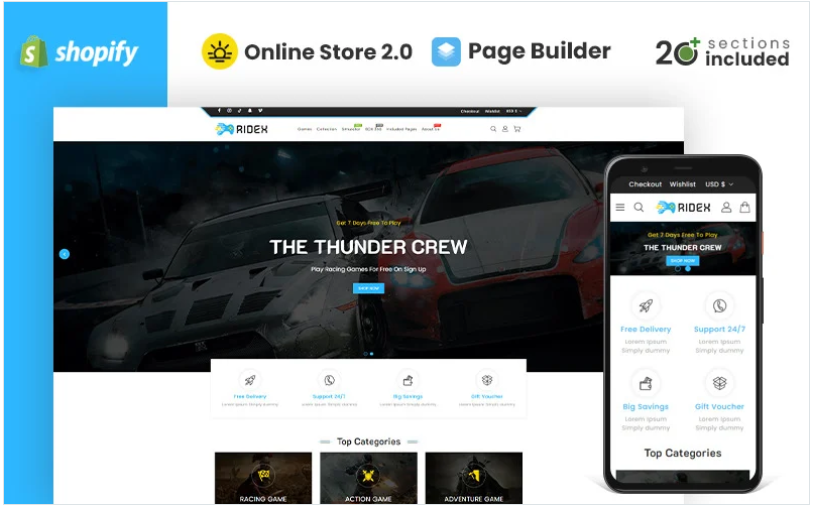 Ridex Game Store Shopify Theme