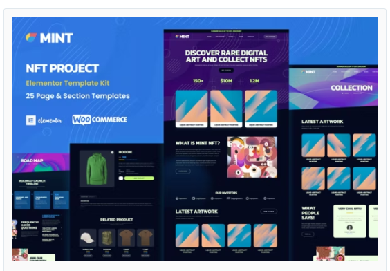 Mint - NFT Projects & Portfolio WooCommerce Elementor Template Kit