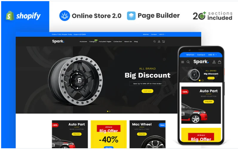 Spark Auto Parts Store Shopify Theme