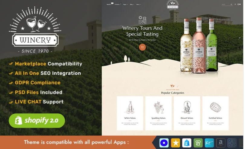 Winery - A Modern Vineyard and Drinks - Shopify Multipurpose Responsive Theme