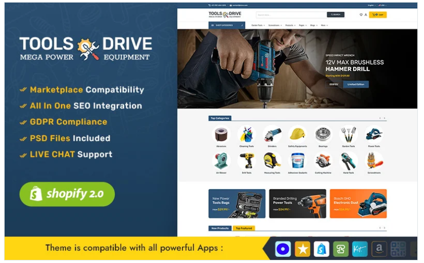 Tools Drive & Equipment Store - A Powerful Shopify Responsive Theme