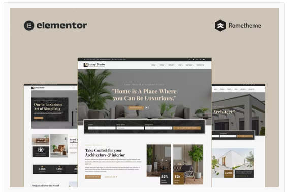 Product Image - Luxxy – Luxurious Interior & Architecture Elementor Pro Full Site Template Kit