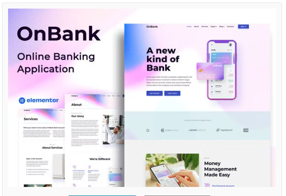 Product Image - OnBank – Online Banking & Money Transfers – Elementor Kit