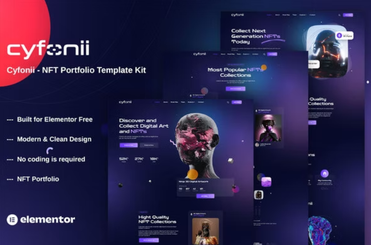 Cyfonii - NFT Digital Asset Agency Portfolio Elementor Template Kit