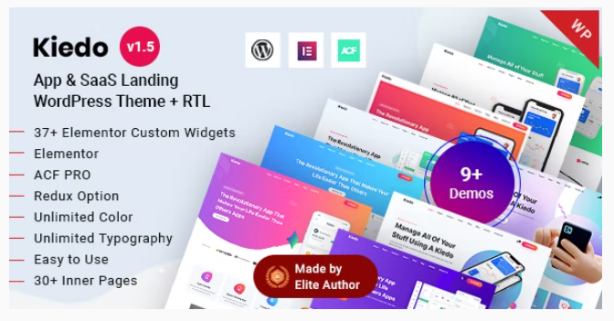 Kiedo - App & SaaS Software Landing WordPress Theme