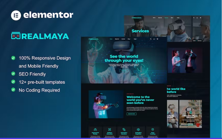 RealMaya - Virtual Reality Services & Shop Elementor Template Kit