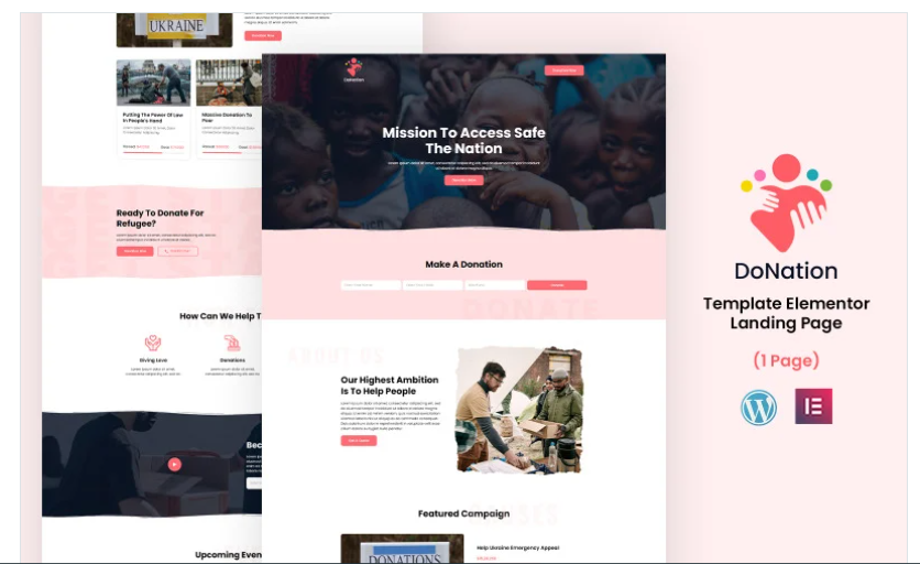 DoNation - NGO and Charity Services Elementor Landing Page(m)