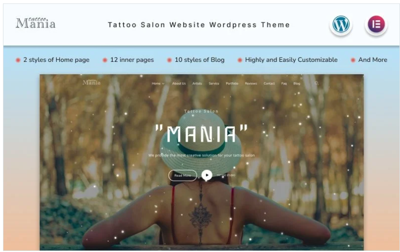 Mania - Tattoo Salon Website Wordpress Theme