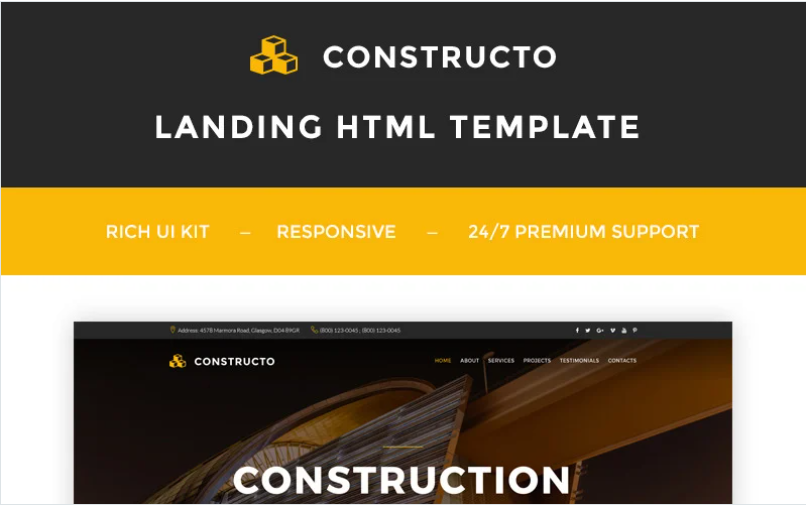 Constructo - Construction Company Landing Page Template