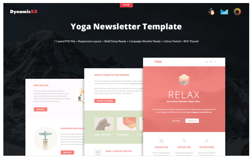 Yoga Newsletter Template + Mailchimp + Campaign Monitor Ready