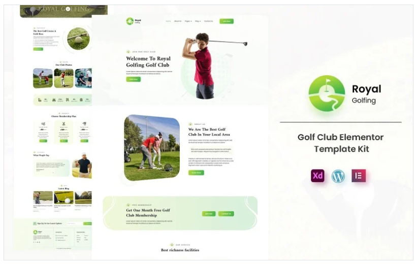 Royal Golfing - Golf Club Ready to Use Elementor Template Kit(m)