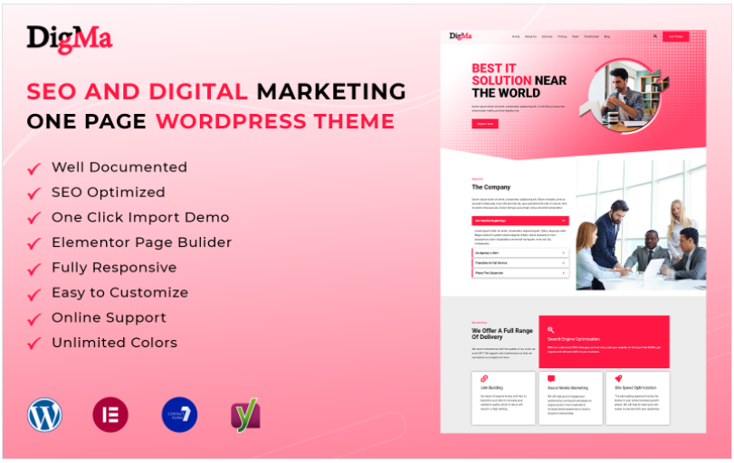 DigMa - SEO & Digital Marketing One Page Wordpress Theme