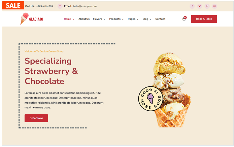 Glaciajo - Ice Cream Shop WooCommerce and WordPress Theme
